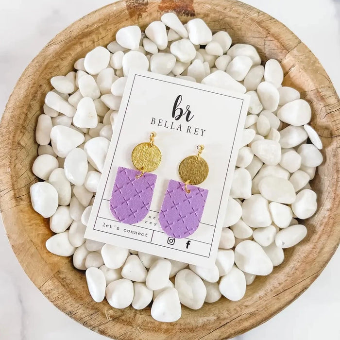 Mini Purple Leather Earrings