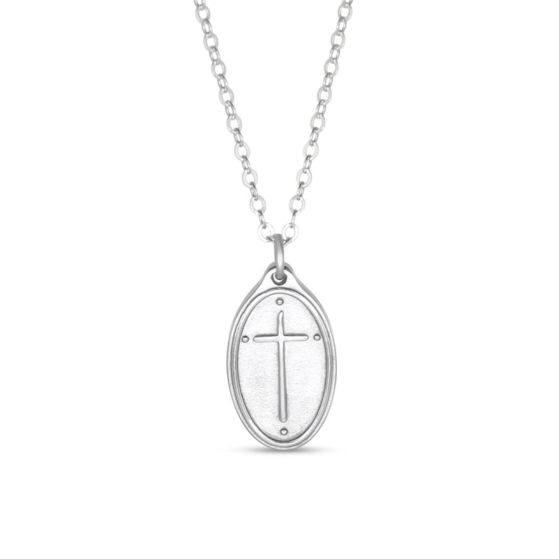 Oval Cross Pendant Necklace