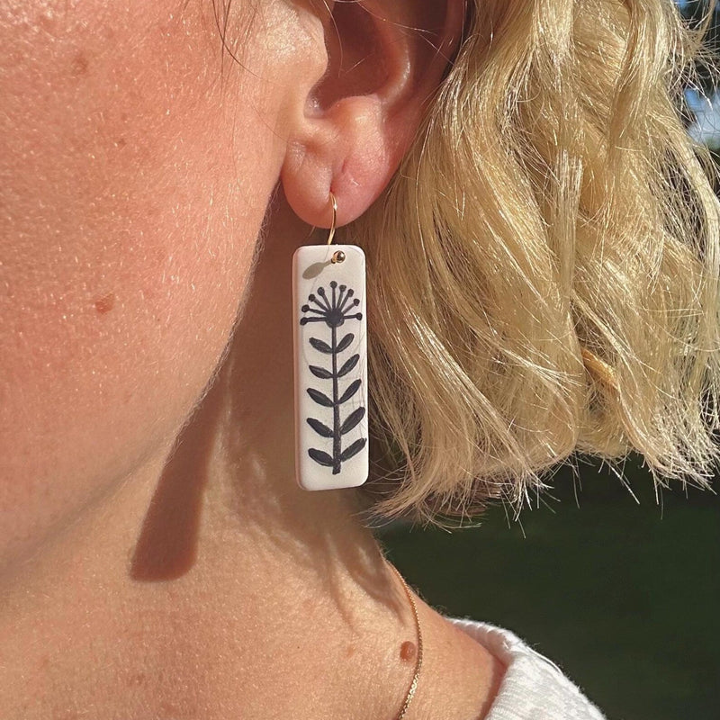 Hand-Painted Milkweed Earrings