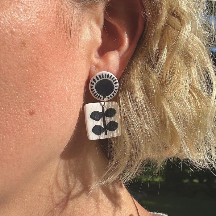 Hand-Painted Sunflower Earrings