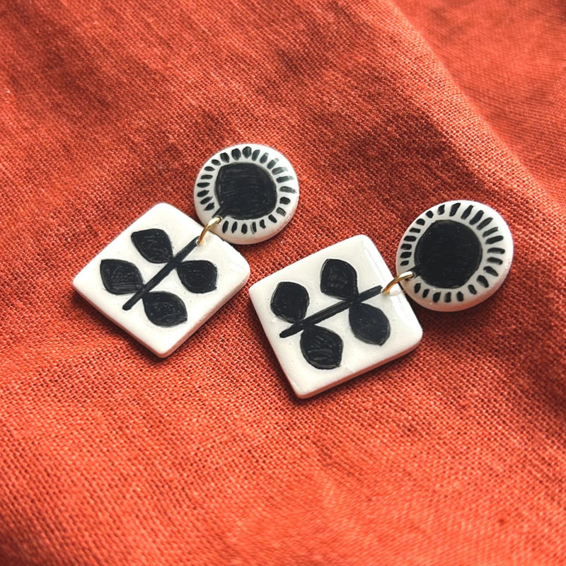 Hand-Painted Sunflower Earrings