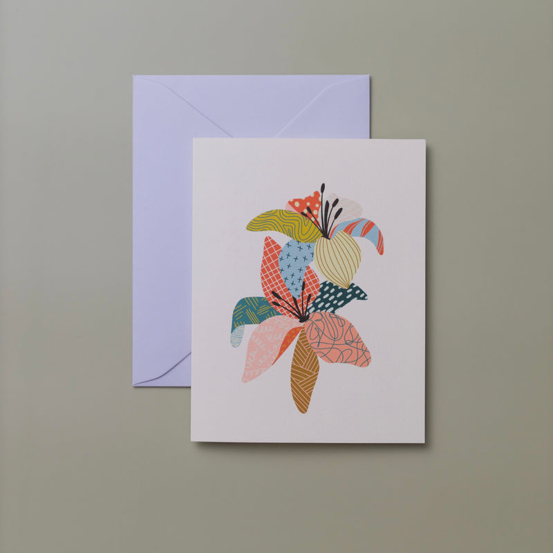 Quilted Lily Single Greeting Card