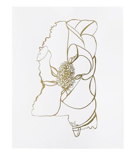 Mississippi Magnolia Gold Foil Art Print